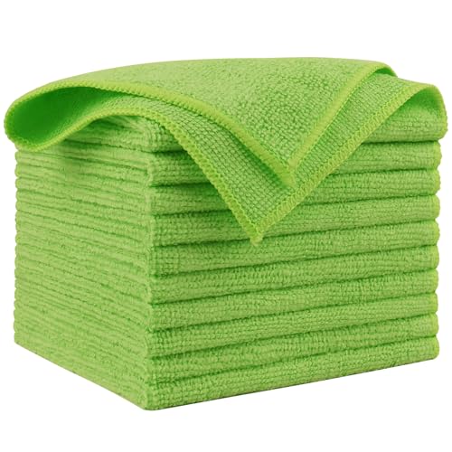 AIDEA Microfiber Cleaning Cloth, 10PK, Microfiber Towels for Cars, 12"×12" - color: Green, size: 10PK
