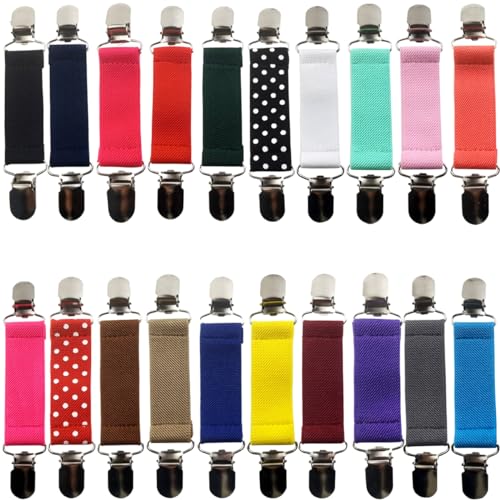 RONYOUNG 20PCS Winter Mitten Clips Elastic Fit Dress Clips Elastic Hat Clip Kids Glove Clips Stainless Steel Small Short Mitten Clips Strong Metal Mitten Glove Clips for Kids Adults