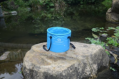 Freegrace Collapsible Water Bucket 16L Portable Camping Sink and Wash Basin - color: Sky Blue, size: 16L