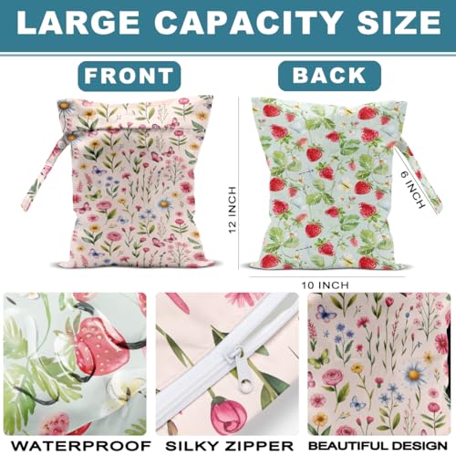 ZHAMEN 2Pcs Summer Floral Wet Bag Wet Dry Bag, 12x10 Inch - color: Multicolor 1471