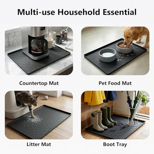 Mateeylife Under Sink Mat Kitchen Waterproof, Silicone Sink Tray 22"X31" - color: Classic Black, size: 22''W x 31''L