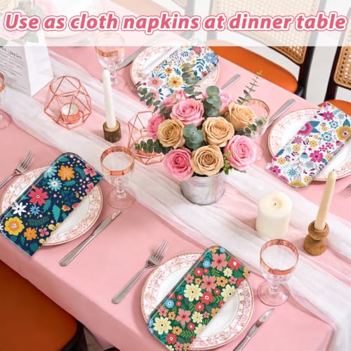 IANFEPH 36 Pack Reusable Paper Towels Roll, Washable Paperless Cotton Cloth Kitchen Towel 9.8" x 11" Absorbent Flannel Reusable Cleaning Dishcloth for Home Bathroom - color: Floral