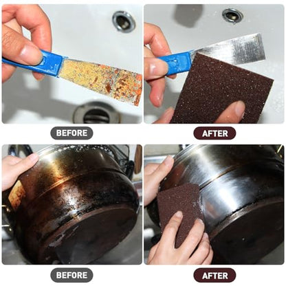 6 Pack Magic Carborundum Sponge with 1 Handle Rust Scrubber for Cookware - size: 6pcs