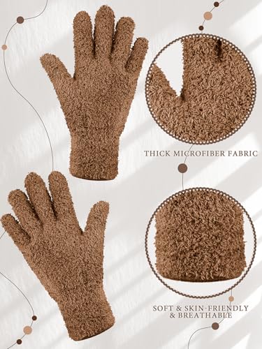 Patelai 3 Pairs Microfiber Dusting Gloves for Plants Leaf, Large - color: Black, Brown, Dark Brown, size: Large