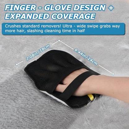 Pet Hair Removal Glove – Reusable Electrostatic Mitt for Dog Cat Hair, Magic Brush for Furniture, Couch, Carpet, Clothing, Car Seat – How to Use: Rub Back & Forth to Create Static – 1 Pack - color: Blac&1 Pack