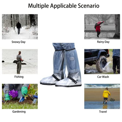 Waterproof Rain Boot Shoe Cover with Reflector Reusable & Foldable - color: Clear, size: Medium