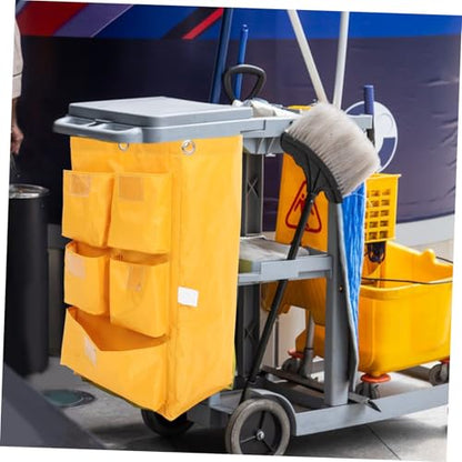 Janitorial Cart Bag Waterproof Canvas Cleaning Tote Large Capacity Cleaning Supply Bag for Housekeeping and Trash Collection - color: Yellow