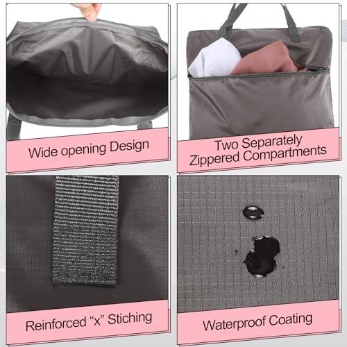 Oudain 2 Pcs Travel Laundry Bags Waterproof Dirty Clothes Bag, Pink, Gray - color: Pink, Gray