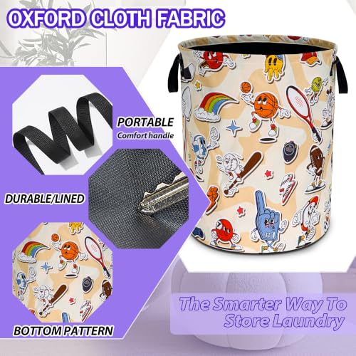 Balls Game Laundry Basket Foldable Oxford Cloth Hamper 18.9 x 16.5 Inch - color: Ball Game