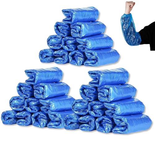 Disposable Arm Sleeves, 100 Pcs Waterproof Plastic Sleeve Protectors, Oilproof Oversleeves Covers - color: Blue-300pcs