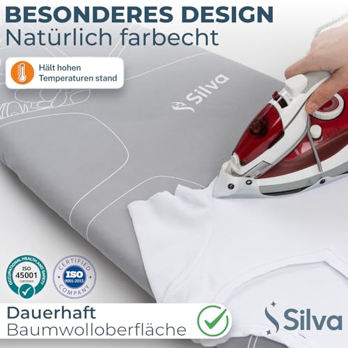 Silva Ironing Board Cover 127x46 cm – 100% Cotton with 5mm Felt – Steam Iron Compatible – Quick Ironing – Turquoise (L) - color: Turquoise, size: Large