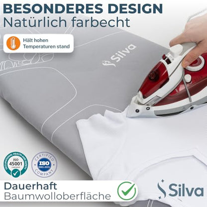 Silva Ironing Board Cover 127x46 cm – 100% Cotton with 5mm Felt – Steam Iron Compatible – Quick Ironing – Turquoise (L) - color: Turquoise, size: Large