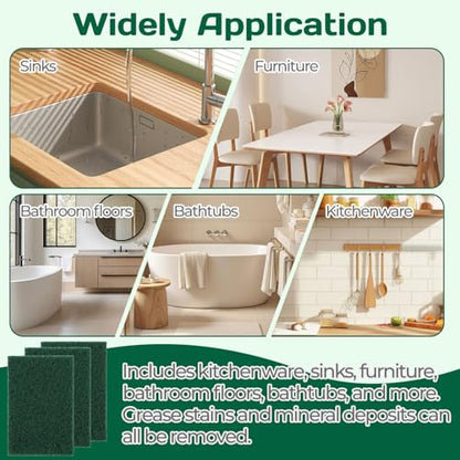 Heavy Duty Scouring Pad 10Pcs Scouring Pads Green Scrubbing Pads for Heavy Duty Cleaning Scrubbing Pads for Kitchen Bathroom Household Cleaning Dish Scrubber Scrubbing Sponges