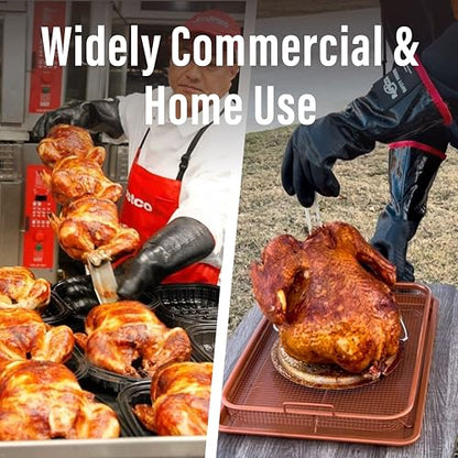 RAPICCA Heat Resistant BBQ Grill Gloves: Oil Resistant Waterproof for Smoking Grilling Cooking Barbecue Deep Frying Turkey Rotisserie Handling Hot Greacy Meat - Long Sleeve 932°F - size: 8/M (17 in, 932 °F)