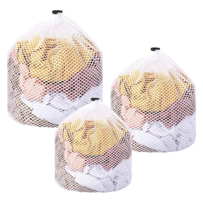 3 Pcs Mesh Laundry Bags for Socks, Drawstring Wash Bags for Delicates, Machine Washable Travel Laundry Organizer, Coarse Mesh 12x16in + 16x20in + 20x24in - color: 3 Pcs
