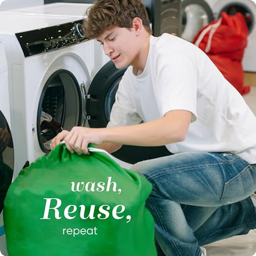 Nylon XL Laundry Bag - Locking Drawstring Closure, Machine Washable, These Large Bags Will Fit a Laundry Basket and Strong Enough to Carry up to Two Loads of Clothes (Green | 22" x 32") - color: Green, size: 22" x 32"