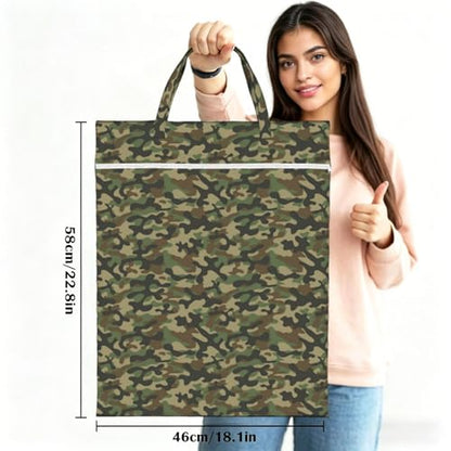 Camouflage Hunting Green Camo Travel Laundry Bags Cloth Diaper Wet Bags Handle Washable Dirty Clothes Bags Wet Dry Bag Suitcase Gym Swimming Pool College Dorm Wet Bag - color: 1 PC36, size: One Size