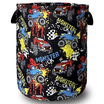 Funny Cars Laundry Basket Oxford Cloth Foldable Hamper 18.9x16.5Inch - color: Funny Abstract Cars Print