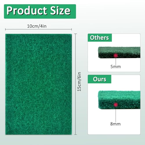CONLI 100 PCS Scouring Pad Reusable Household Green Scrubbing Pads for Cleaning, Multipurpose 6" x 4" Non Scratch Scrubbing Pads for Kitchen Dishes Pan Metal Grills - color: Green