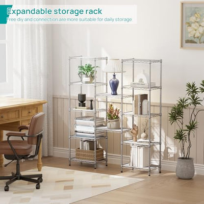 SINGAYE Metal Shelves Wire Shelving Storage Standing Adjustable Shelf Unit - color: Grey, size: 6 Tier 10" D x 16" W x 63" H