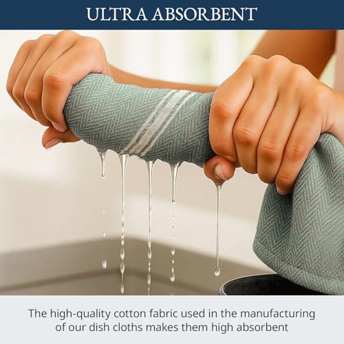 LANE LINEN 100% Cotton Dish Towels Absorbent Lint-Free 12 Pack - color: 03: Olive, size: 12 Pack
