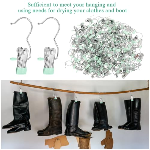 Yinder 150 Pcs Boot Hanger Clips Laundry Hook Stainless Steel, Light Green - color: Light Green