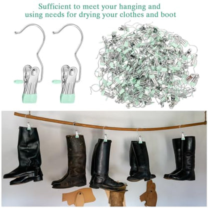 Yinder 150 Pcs Boot Hanger Clips Laundry Hook Stainless Steel, Light Green - color: Light Green