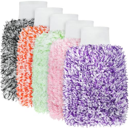 Tallew 5 Pcs Microfiber Car Wash Mitt for Car Washing 7 x 11 Inch, Colorful - color: Colorful