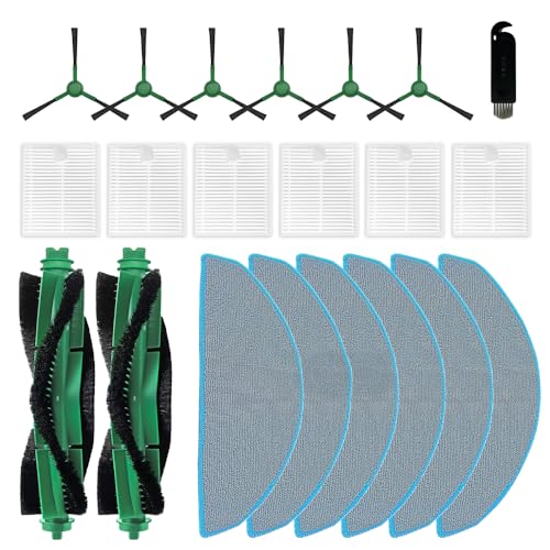 21 Pcs Replacement Parts Accessories Compatible with iRobot Roomba 105X Combo,104 Combo, 105 Combo,Y0140, Y0110 Robot Vacuum, 2 Roller Brush, 6 Hepa Filters, 6 Side Brushes,6 Mop Pads,1 Cleaning Brush - color: Roomba 104/105 Combo Accessories