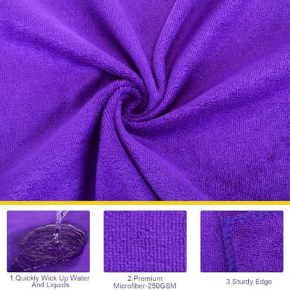 Nuenen Car Microfiber Clean Cloths, Purple, 16 x 16 Inch, 60 Pcs - color: Purple, size: 16 x 16 inches