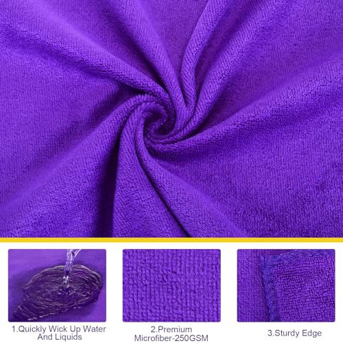 Nuenen Car Microfiber Clean Cloths, Purple, 16 x 16 Inch, 60 Pcs - color: Purple, size: 16 x 16 inches