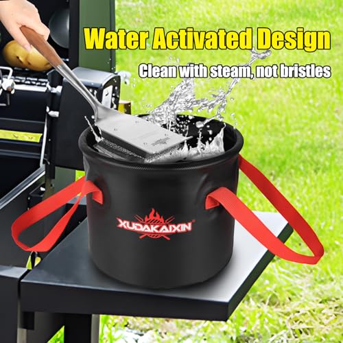 XUDAKAIXIN Grill Brush Bristle Free,Unique Steel Fibers Pad [Safe & Efficient] Perfect for Any Grill/Flat Tops Griddles,Safe Grill Cleaner for Outdoor Grill,Gifts for Men/Dad - style: XUDAKAIXIN Steam Grush Brush Style 2