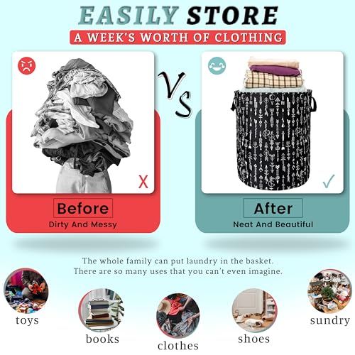 Adventure Arrow Laundry Basket Oxford Cloth Foldable Hamper 18.9x16.5 Inch - color: Black White Arrow