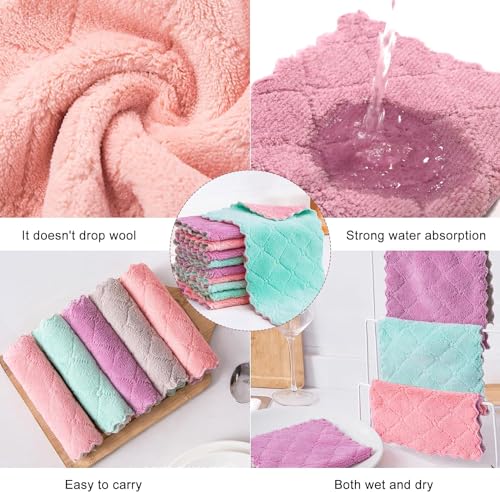 32 Pack Cleaning Cloth Kitchen Cloth, Dish Towels Super Absorbent Coral Velvet Dishtowels, Microfiber Premium Soft Tea Towels, Quick Dry Rags, Multipurpose Reusable Washcloths, Non-Stick Oil Cloths. - color: 32