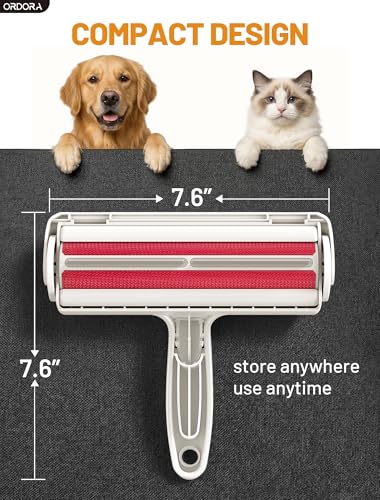 ORDORA Pet Hair Remover Roller, Reusable Lint Roller for Dog and Cat Hair - color: A:white
