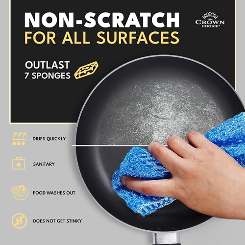 Non Scratch Dish Scrubbers for Cleaning Dishes (12 PK) - Reusable Kitchen Sponge - Replace Dish Sponges for Washing Dishes - Best Household Scrubbing Pad & Alternative Dishwashing Scrub Pads Supplies - color: Blue 12 Pk
