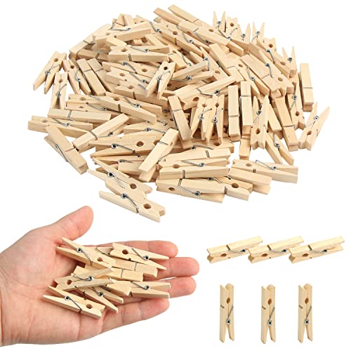 KIMOBER 1.77Inch Wooden Clothespins,Sturdy Natural Wooden Craft Peg Pins Clips for Photos Pictures Paper Crafts,100pcs - color: Natural Wood Tones