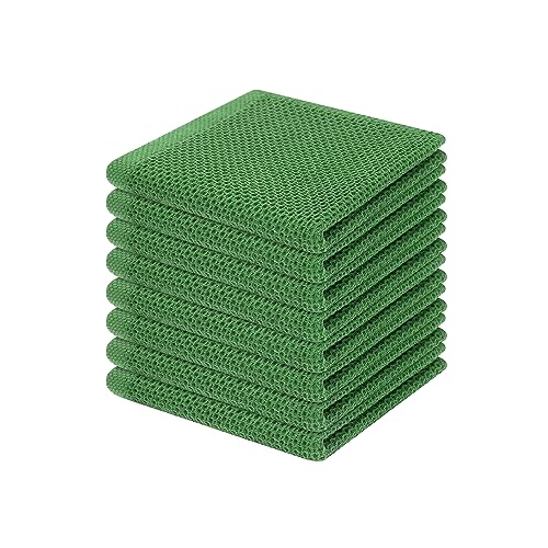 Homaxy 100% Cotton Waffle Weave Kitchen Dish Cloths 8-Pack, Grass Green - color: Grass Green, size: 12 X 12 - 8 Pack