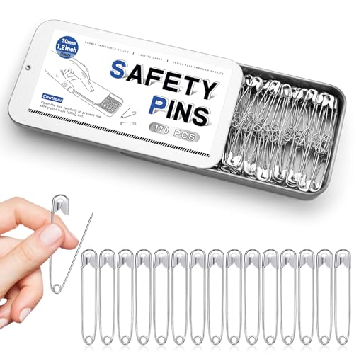 Jmuiiu 1.2 Inch/170 Pcs Safety Pins, Durable Clothes Pins - size: 1.2 inch-170 pcs