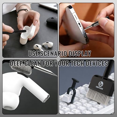 Keyboard Cleaner & Laptop Cleaning Kit - 9-in-1 Electronics Cleaning Brush Set with Keycap Puller, Screen Cleaner, Earbud Cleaner Pen for Computer, PC Monitor, MacBook, Phone, Airpods (Black) - color: Black