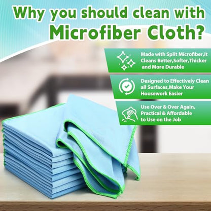 Maxcheck 24 Pack Microfiber Glass Cleaning Cloths, 16" x 16", Blue - color: Blue