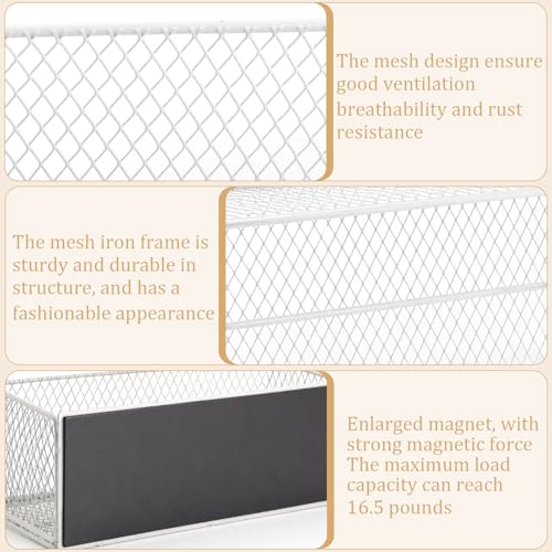 Magnetic Laundry Room Organization, Large Magnet Basket for Washer/Dryer, Holds up to 6.61 lb, No-Drill Dryer Ball Holder for Washing Machine, Refrigerator, Kitchen & Pantry (White)