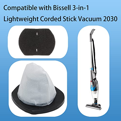 3 Pack 2030 Vacuum Filter & 6 Pack 2030 Foam Filter Compatible with Bissell Vacuum Cleaner Models 2030, 20303, 20306, 20307, 20309, 2030H, 2030V, 2030X, 2030Z - size: 3 Vacuum Filters & 6 Foam Filters