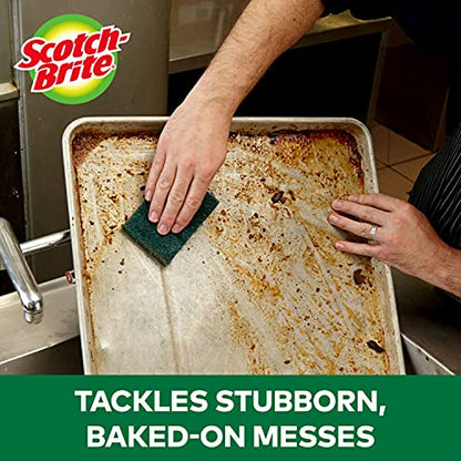 Scotch-Brite Heavy Duty Scouring Pad, Dish Scrubber for Kitchen+ Outdoor, 8 Scrub Pads for Uncoated Pots and Pans, Cast Iron Cooktops, Grill Grates,Oven Racks, BBQ, Durable, Long-Lasting (Pack of 2) - size: 8 Pads (Pack of 2)