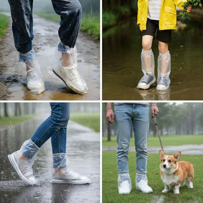 20Pcs(10 pairs) Thickened Waterproof Shoe Covers for Rain, Clear Rain Shoe Covers, One Size Fits Most - color: Clear, size: 10P M Adults