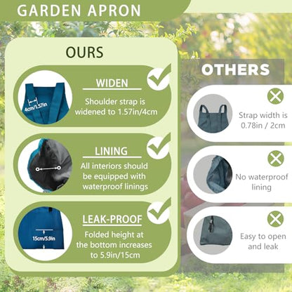 Gardening Apron with Pockets and Gloves, Waterproof Harvest Apron for Women