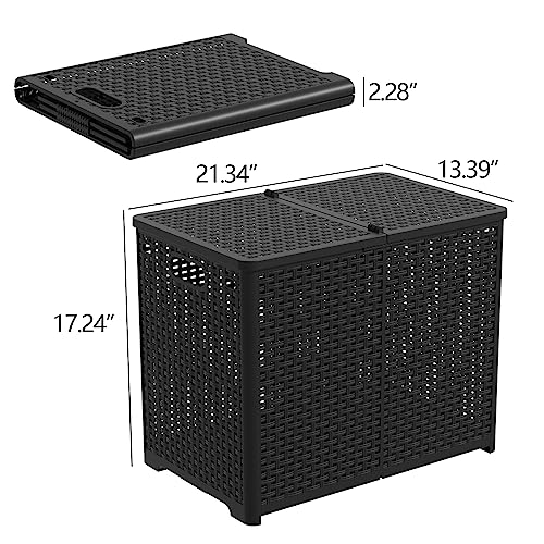 Asking 80L Collapsible 2 Section Divided Clothe Hamper, Black