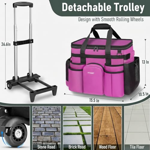 Ytonet Large Cleaning Caddy with Wheels, Cleaning Supplies Organizer - color: Rose Red, size: X-Large