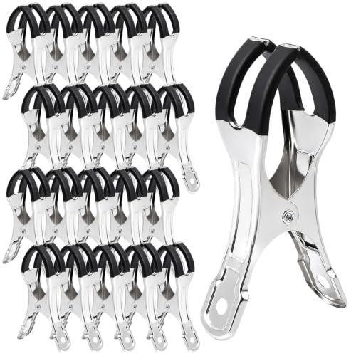 20 Pcs Large Metal Clothespins, 4.33 Inch Heavy Duty Stainless Steel Beach Chair Towel Clips with Anti-Scratch Claw, Windproof Strong Spring Pool Cover Clips for Outdoor Clothesline Tablecloths
