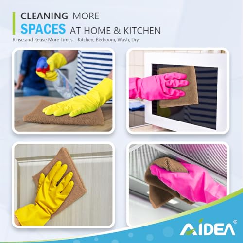 AIDEA Brown Microfiber Cleaning Cloth-12PK, Cleaning Rags 12"x12" Absorbent - color: Brown, size: 12in.x12in.